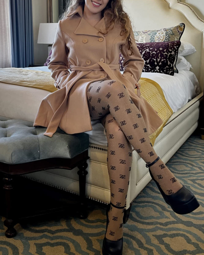 Women's Fashion Classic Lapel Double-Breasted Thick Wool Trench Coat Jacket - Zeagoo (Us Only)