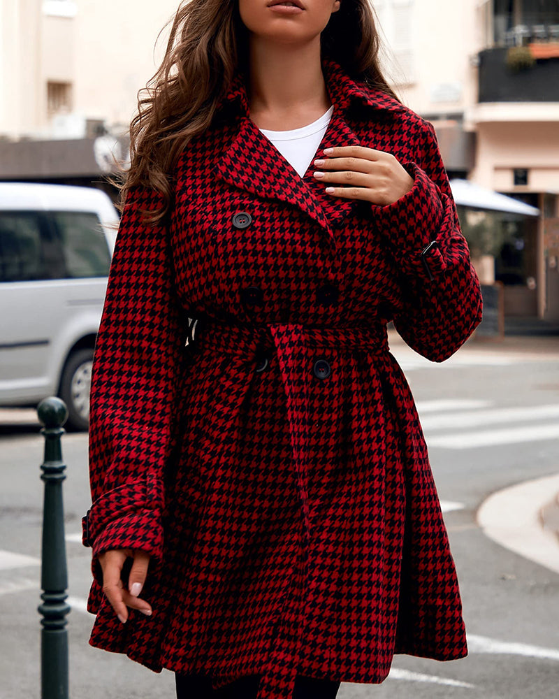 Women's Fashion Classic Lapel Double-Breasted Thick Wool Trench Coat Jacket - Zeagoo (Us Only)