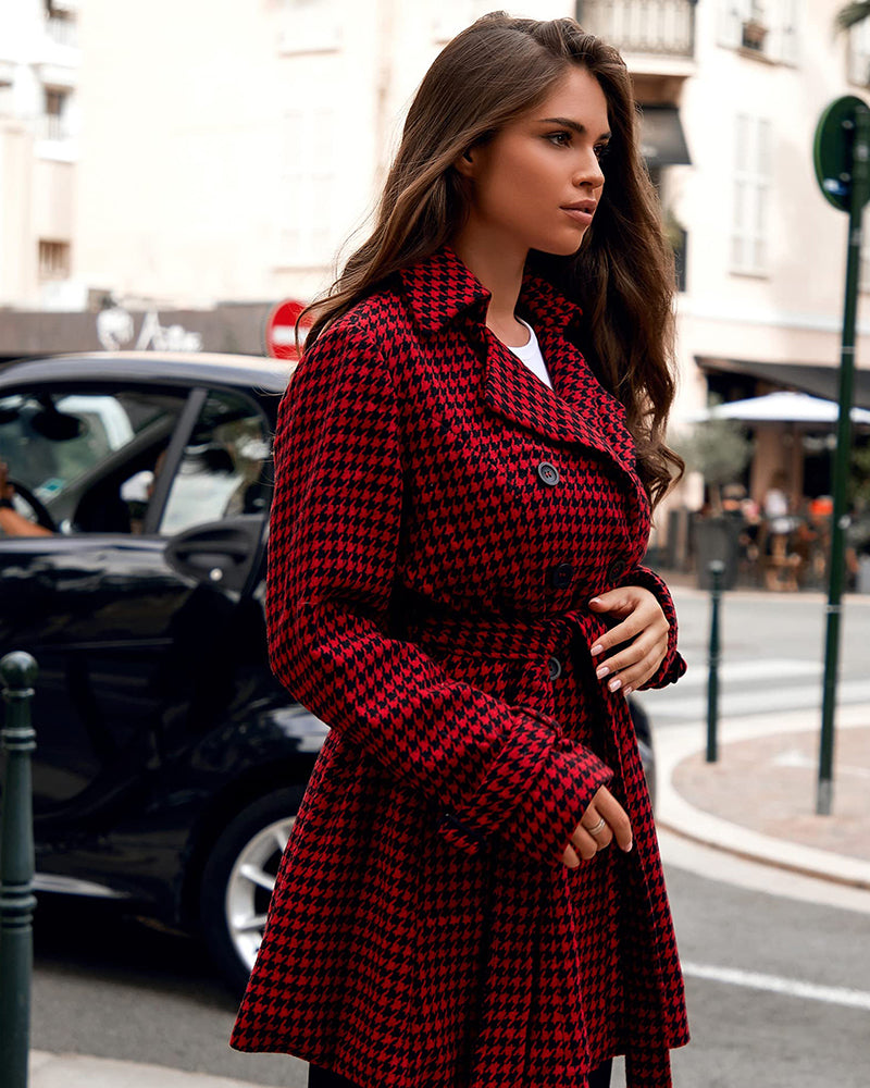 Women's Fashion Classic Lapel Double-Breasted Thick Wool Trench Coat Jacket - Zeagoo (Us Only)
