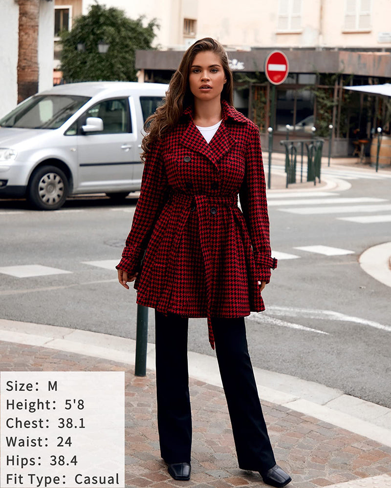 Women's Fashion Classic Lapel Double-Breasted Thick Wool Trench Coat Jacket - Zeagoo (Us Only)