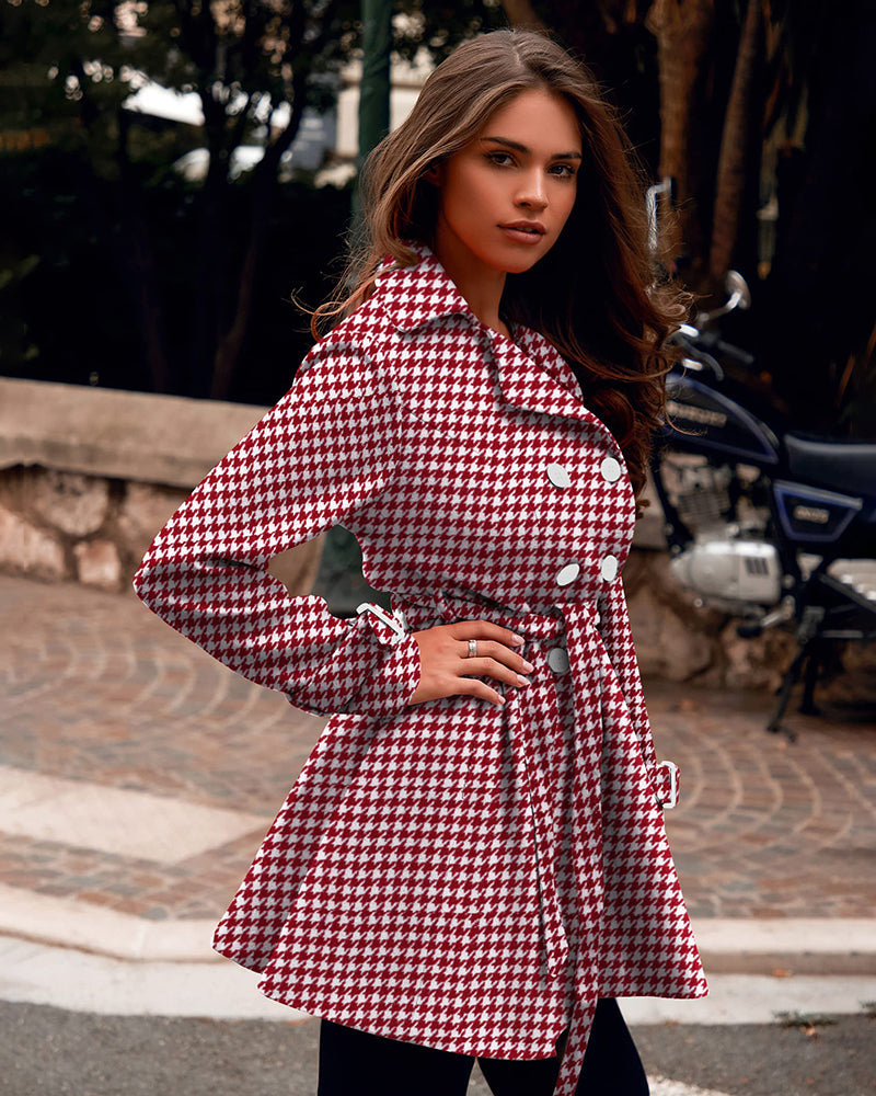 Women's Fashion Classic Lapel Double-Breasted Thick Wool Trench Coat Jacket - Zeagoo (Us Only)