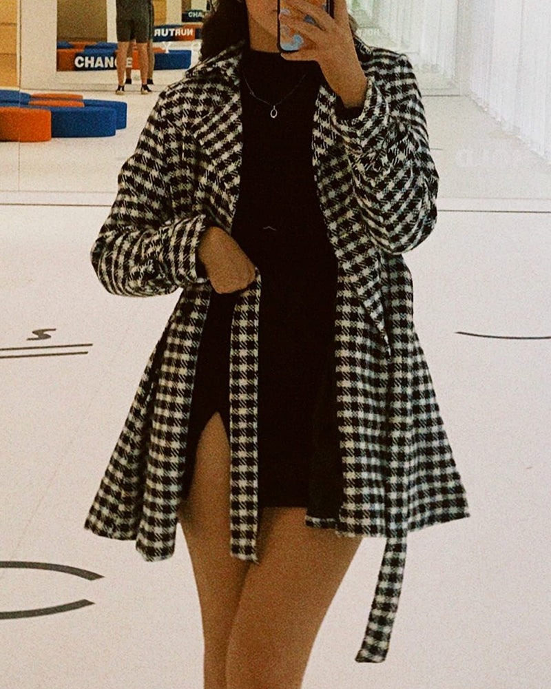 Women's Fashion Classic Lapel Double-Breasted Thick Wool Trench Coat Jacket - Zeagoo (Us Only)
