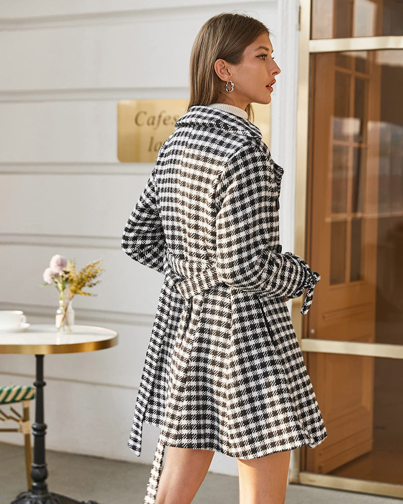 Women's Fashion Classic Lapel Double-Breasted Thick Wool Trench Coat Jacket - Zeagoo (Us Only)
