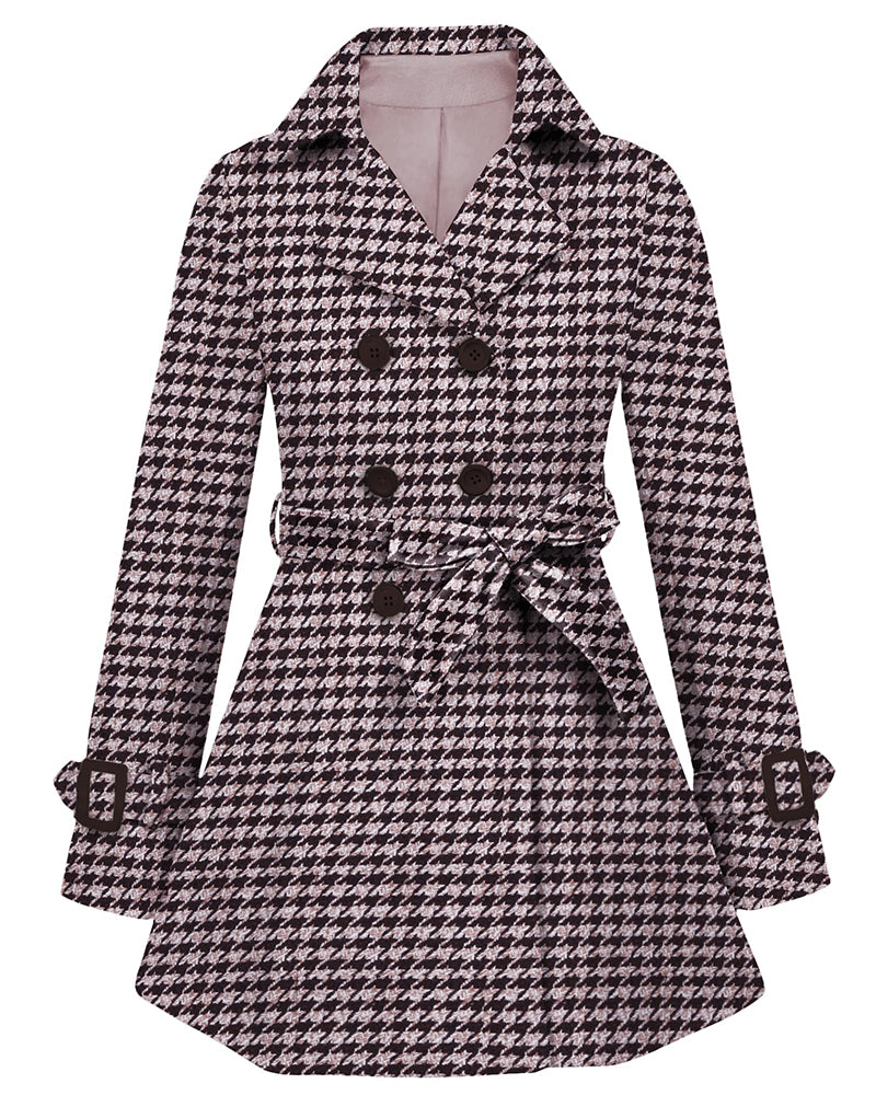 Women's Fashion Classic Lapel Double-Breasted Thick Wool Trench Coat Jacket - Zeagoo (Us Only)