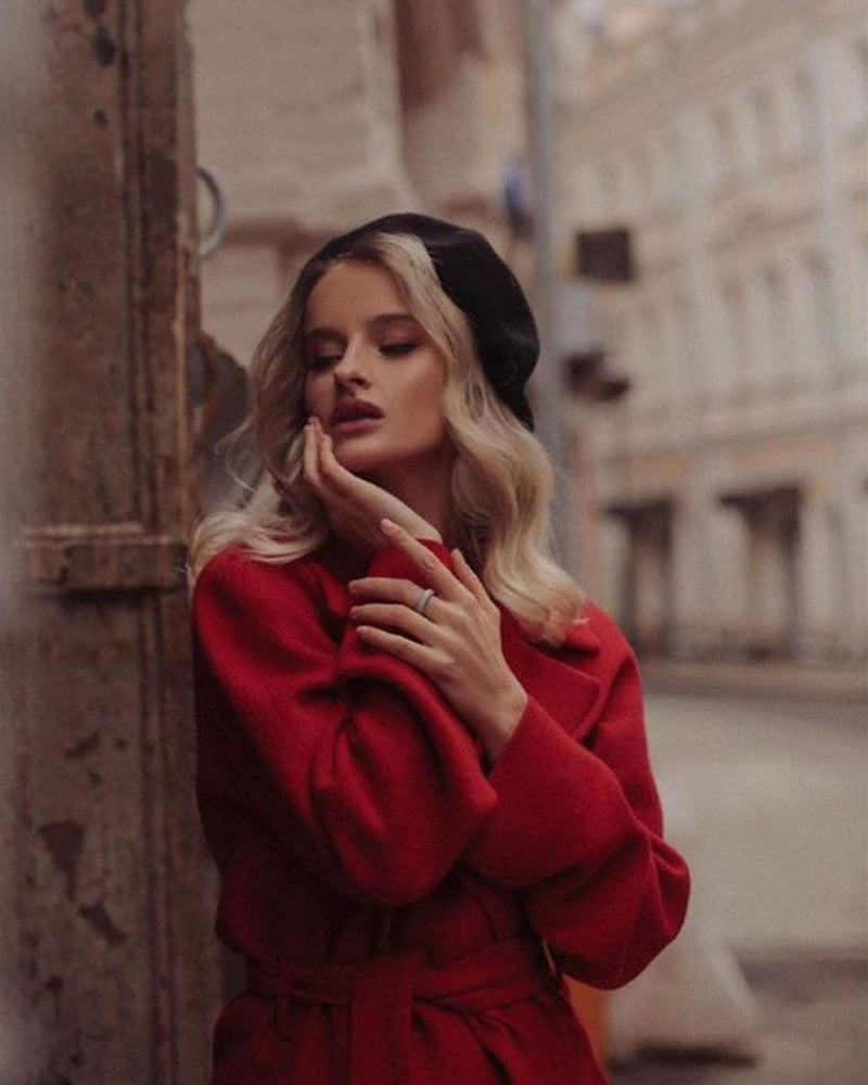 Women's Fashion Classic Lapel Double-Breasted Thick Wool Trench Coat Jacket - Zeagoo (Us Only)