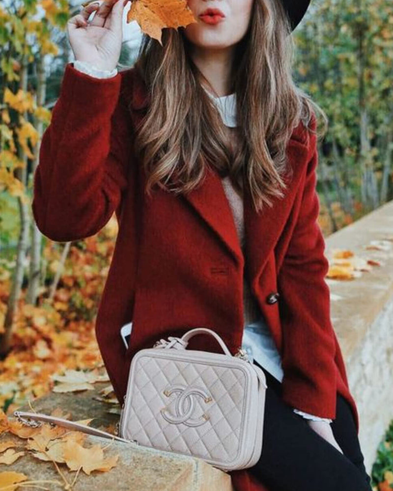 Women's Fashion Classic Lapel Double-Breasted Thick Wool Trench Coat Jacket - Zeagoo (Us Only)