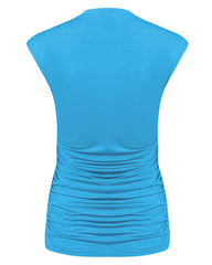 Cross Wrap Tunic Ruched Tank Tops - Zeagoo (Us Only)