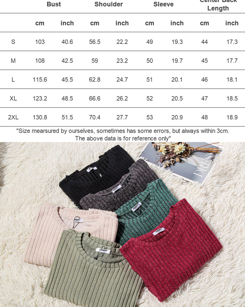 Zeagoo Long Sleeve Crop Tops for Women Trendy Loose Ribbed Knit Cropped T-Shirts Round Neck Casual Pullover Sweater