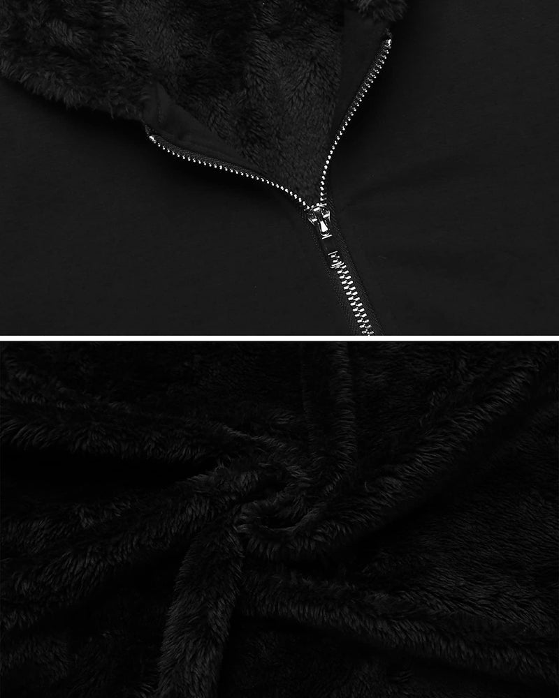 Women's Fleece Zip up Hoodies Long Thicken Outerwear Jacket Oversize Sweatshirts with Pockets - Zeagoo (Us Only)
