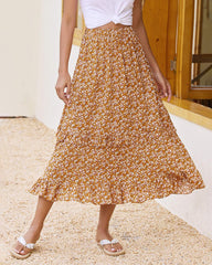 Floral Elastic High Waist Pleated Ruffle Skirt - Zeagoo (Us Only)