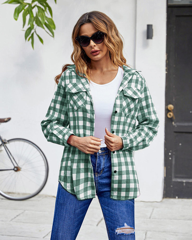 Long/Roll Up Sleeve Cotton Plaid Shirts - Zeagoo (Us Only)