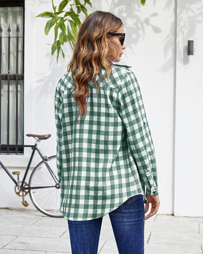 Long/Roll Up Sleeve Cotton Plaid Shirts - Zeagoo (Us Only)