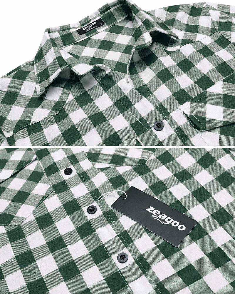 Long/Roll Up Sleeve Cotton Plaid Shirts - Zeagoo (Us Only)