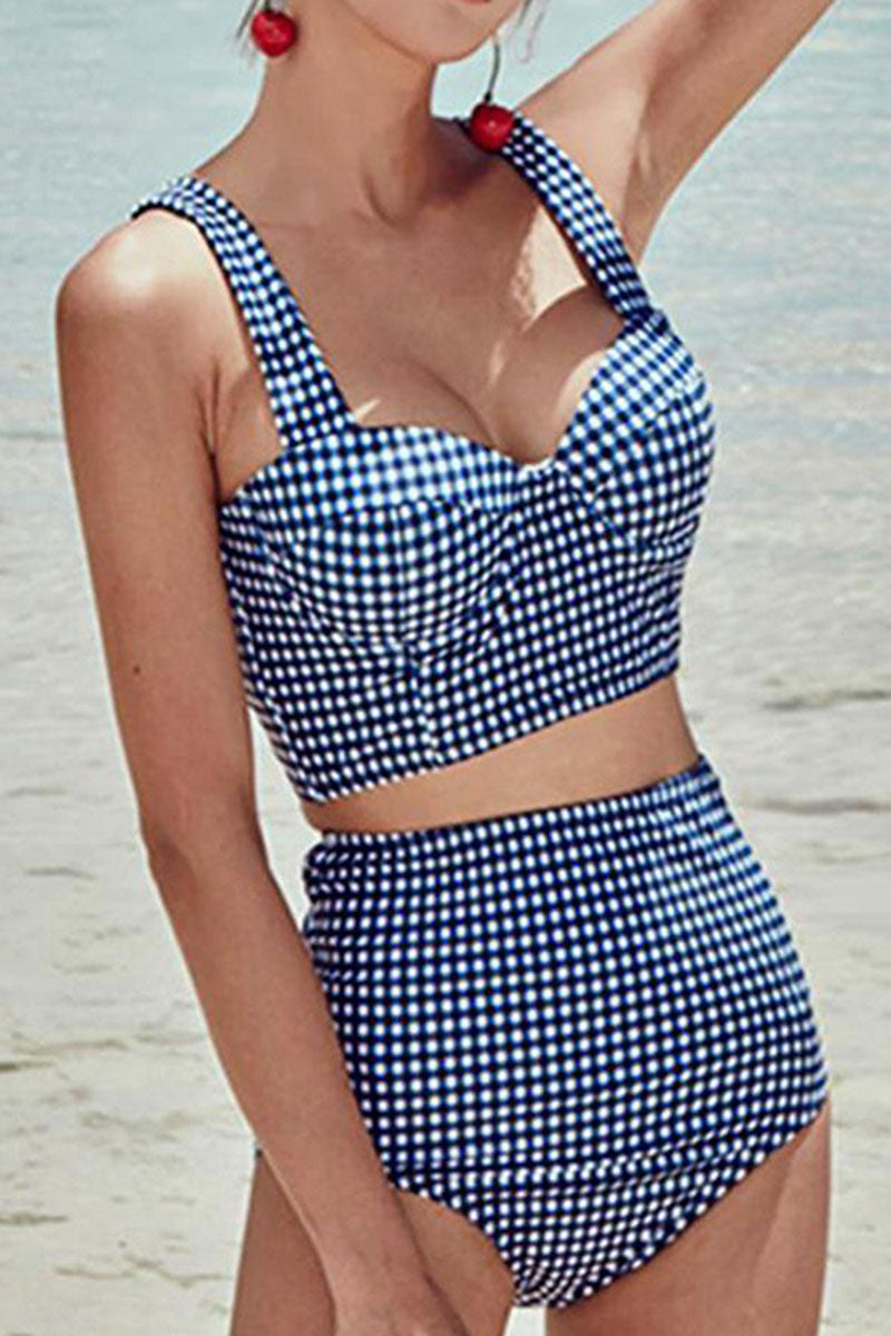 Checked Classic Tie Back High Waist Bikini