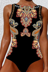 Banana & Leopard Print Classic One Piece Swimwear