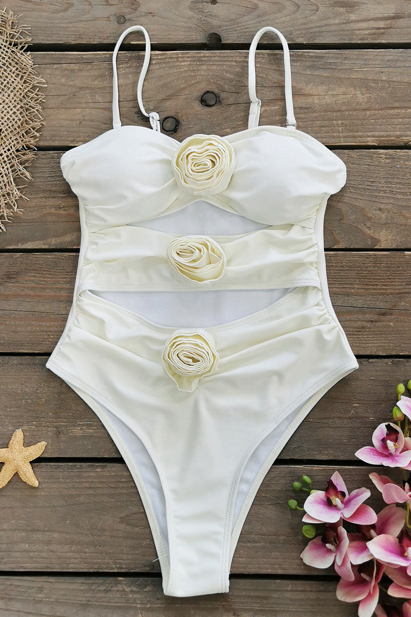 3D Flower Decor Rocking Cutout One Piece Swimwear