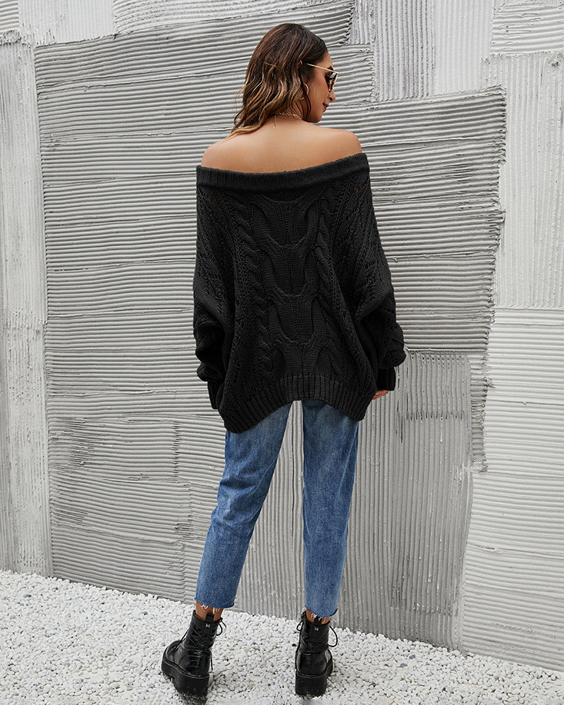 Off Shoulder Loose Knitwear Sweater