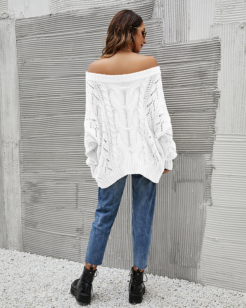 Off Shoulder Loose Knitwear Sweater