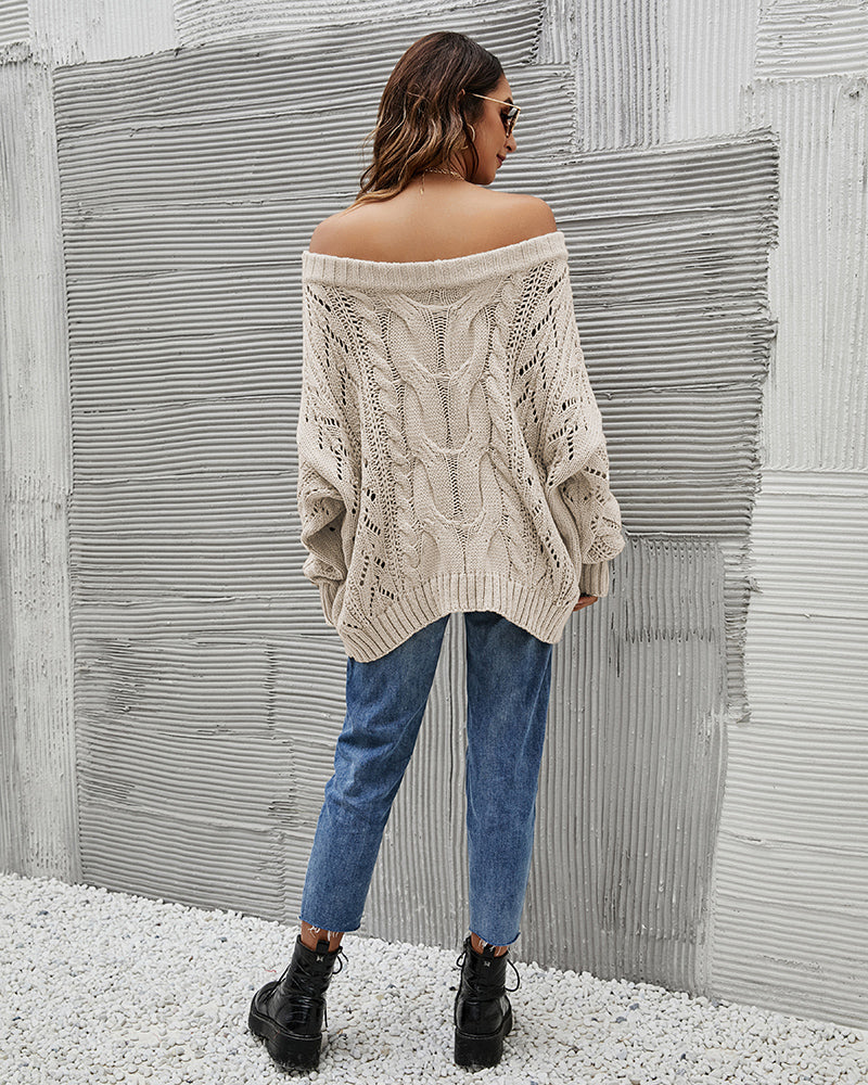 Off Shoulder Loose Knitwear Sweater