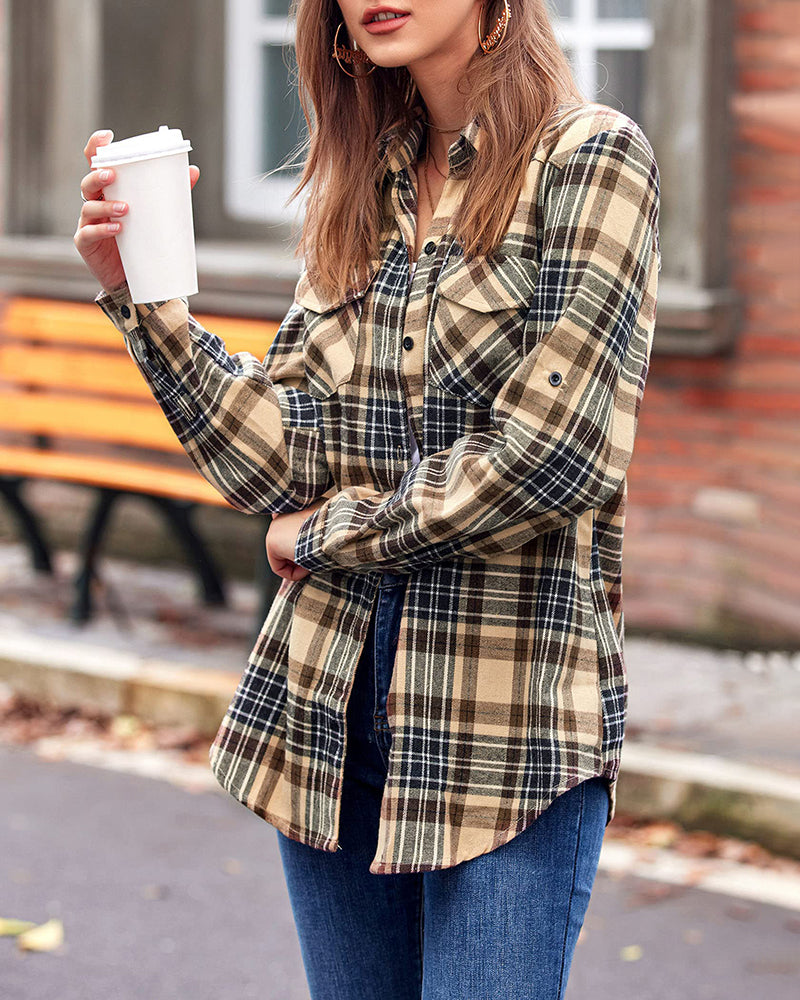 Long/Roll Up Sleeve Cotton Plaid Shirts - Zeagoo (Us Only)