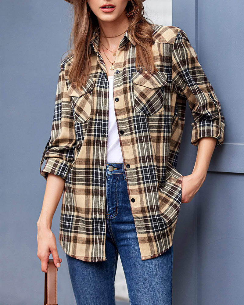 Long/Roll Up Sleeve Cotton Plaid Shirts - Zeagoo (Us Only)