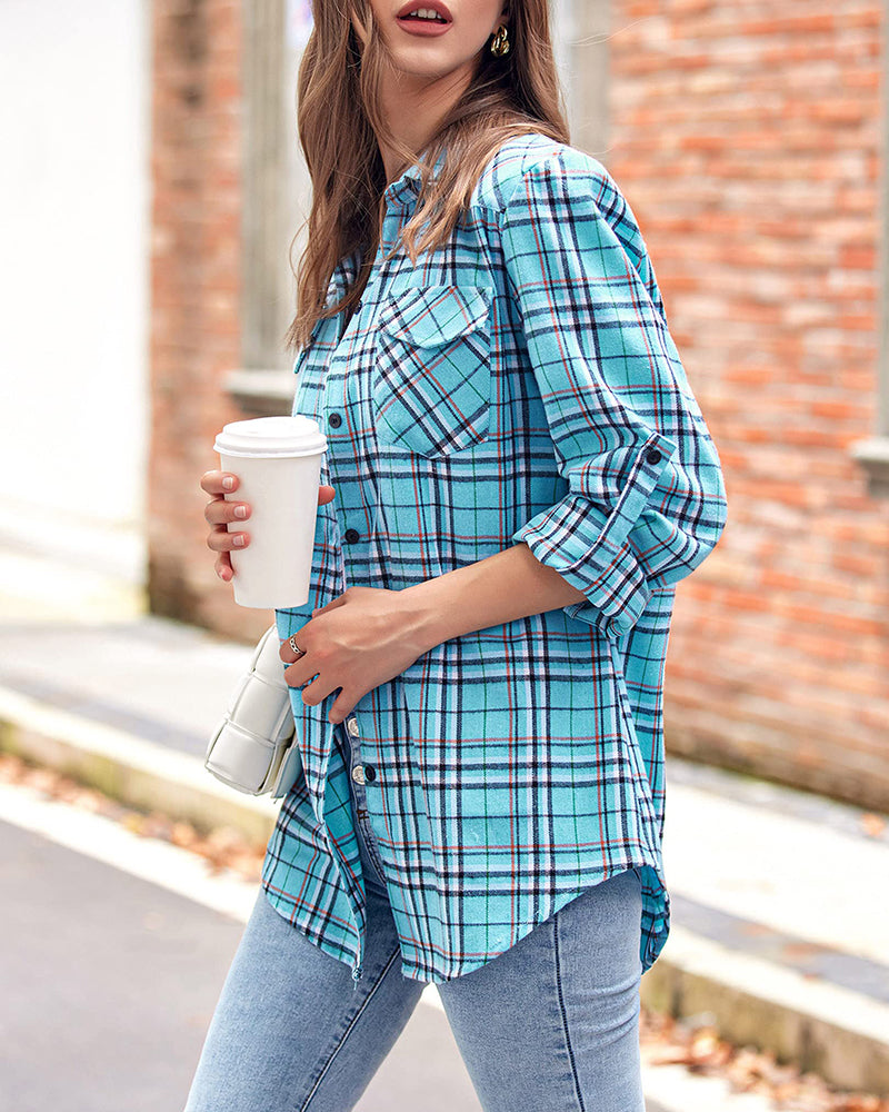 Long/Roll Up Sleeve Cotton Plaid Shirts - Zeagoo (Us Only)