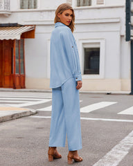 Zeagoo Women 2 Piece Linen Sets Button Down Shirt and Drawstring Long Pants Set Summer Outfits (US Only)