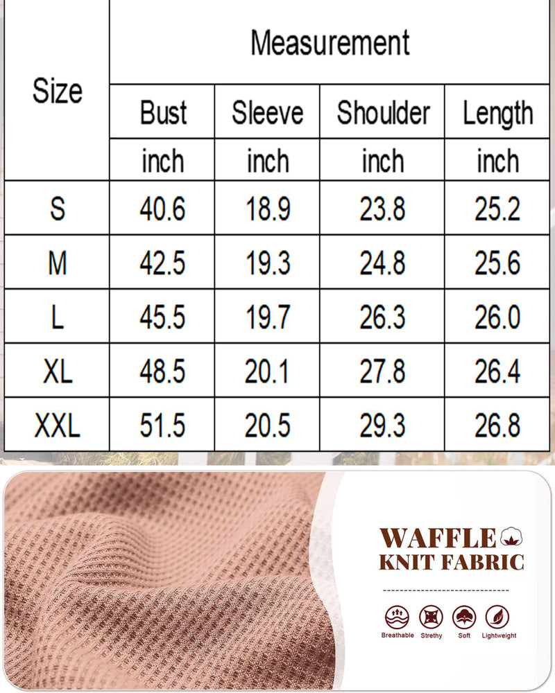 Zeagoo Women Waffle Knit Tops Casual Long Sleeve Shirts Solid Color V Neck Shirt