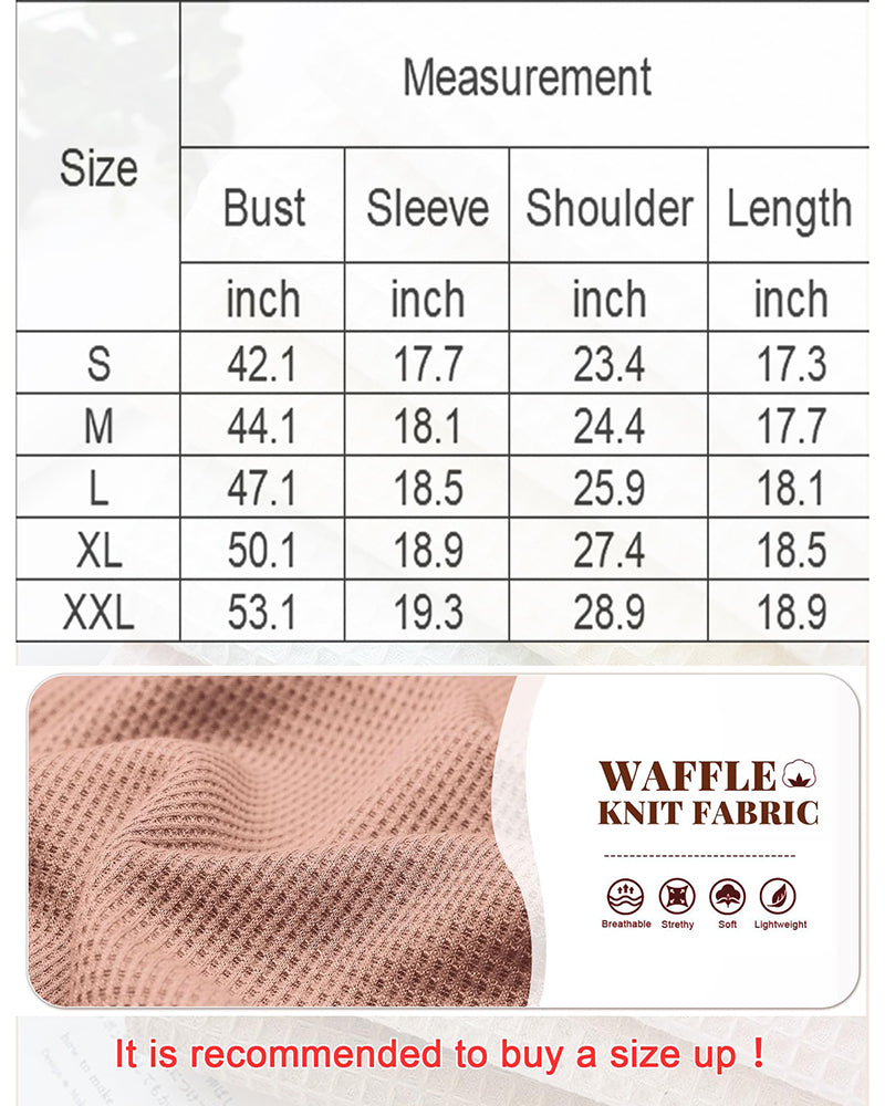 Zeagoo Women Long Sleeve Tops Waffle Knit Shirts Fashion Cropped Top Casual V Neck T Shirts