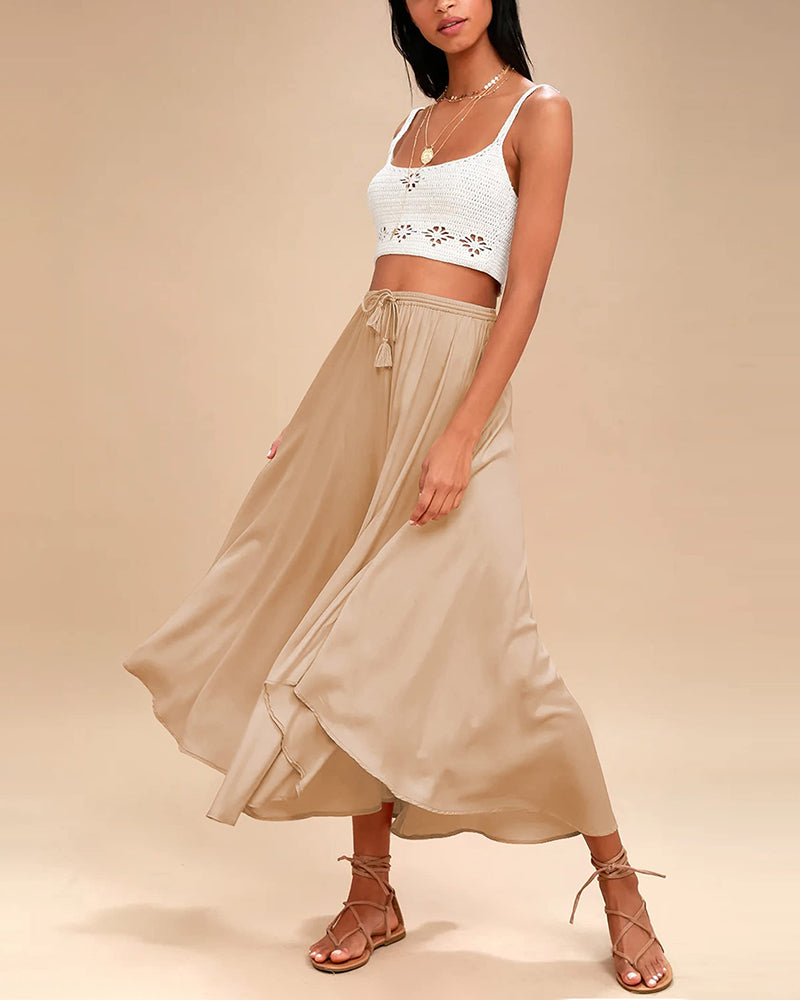 High Waisted Flowy Elastic Skirts , Lightweight Long Skirts - Zeagoo (Us Only)