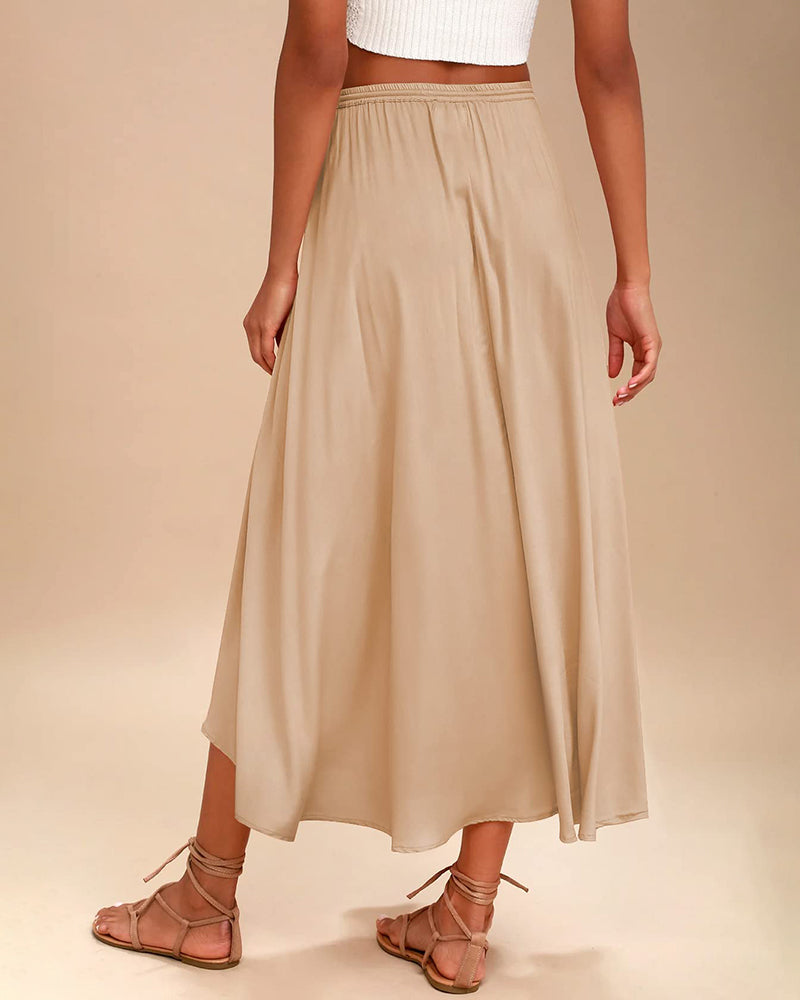 High Waisted Flowy Elastic Skirts , Lightweight Long Skirts - Zeagoo (Us Only)