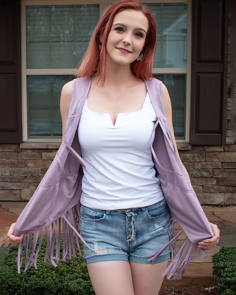 Women's Tassel Sleeveless Vest 70s Outfits for Women Hippie Clothes Fringe Jacket Cardigan S-XXL - Zeagoo (Us Only)