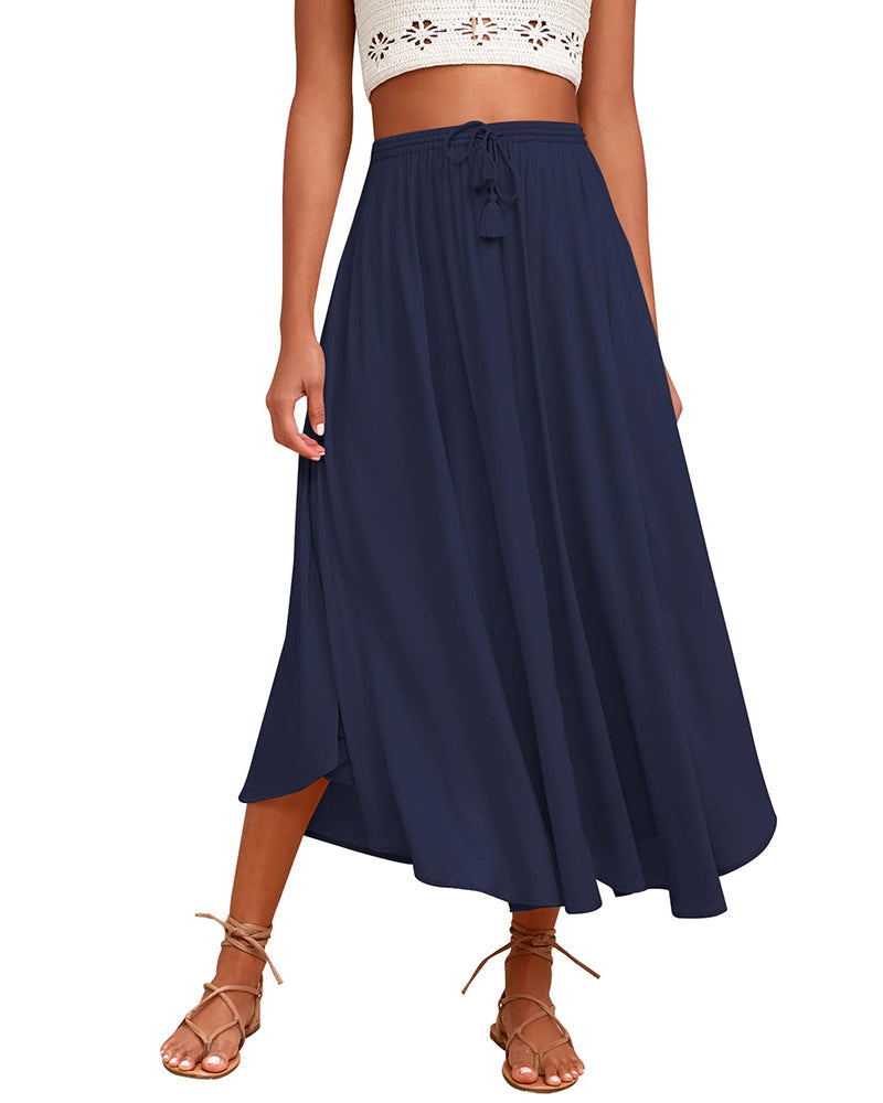 High Waisted Flowy Elastic Skirts , Lightweight Long Skirts - Zeagoo (Us Only)