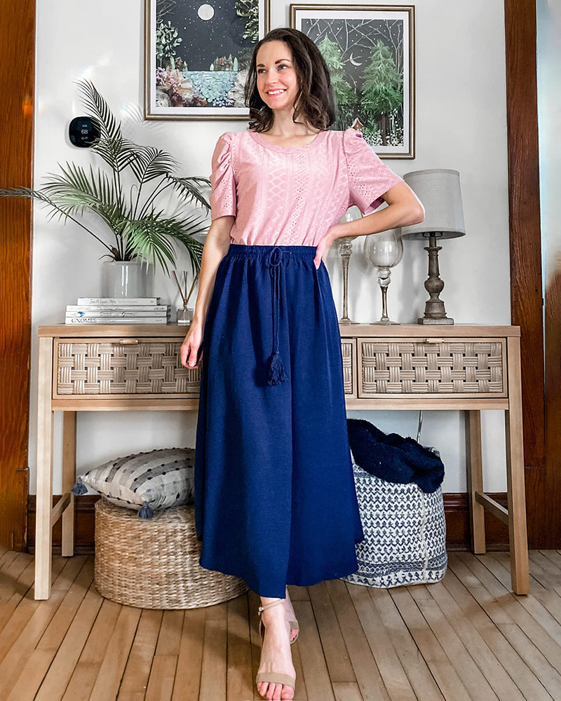 High Waisted Flowy Elastic Skirts , Lightweight Long Skirts - Zeagoo (Us Only)