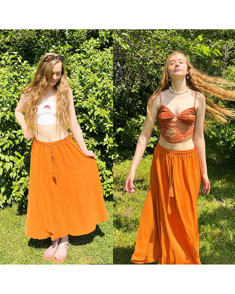 High Waisted Flowy Elastic Skirts , Lightweight Long Skirts - Zeagoo (Us Only)