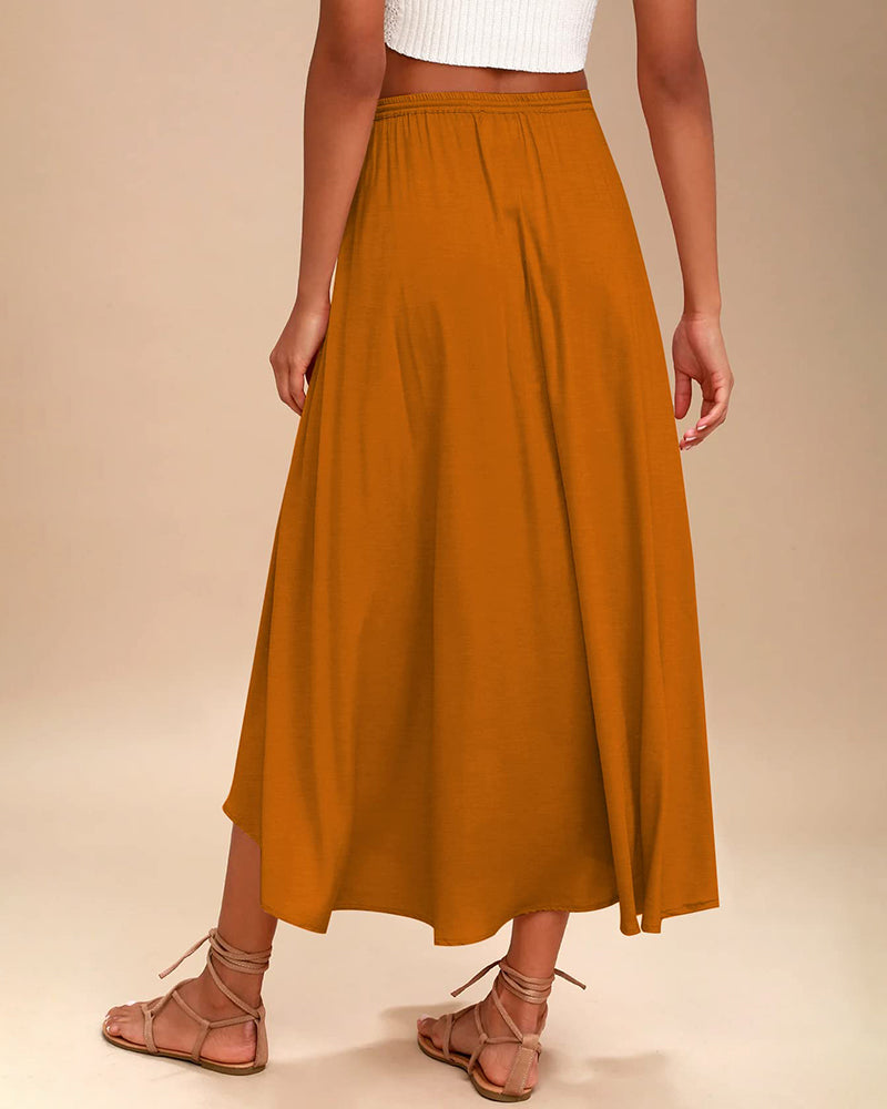 High Waisted Flowy Elastic Skirts , Lightweight Long Skirts - Zeagoo (Us Only)