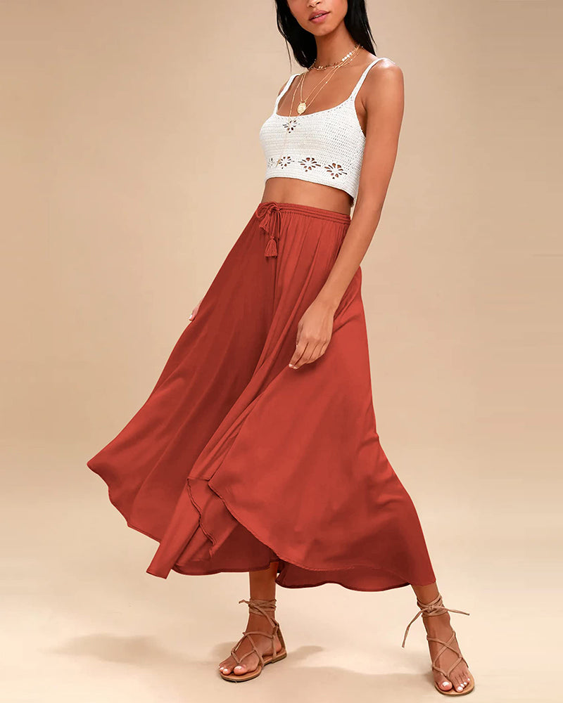 High Waisted Flowy Elastic Skirts , Lightweight Long Skirts - Zeagoo (Us Only)