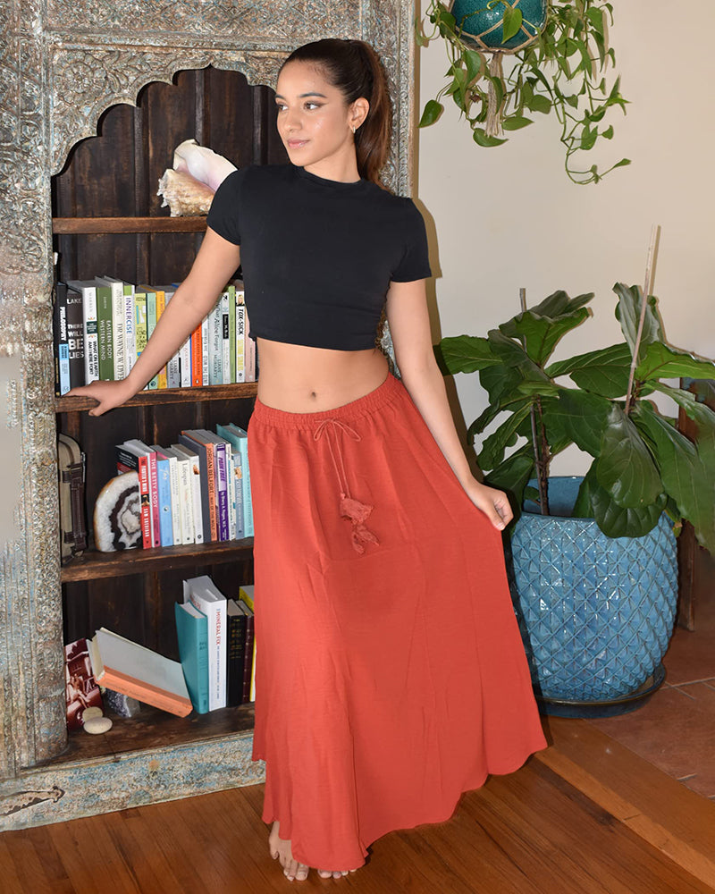 High Waisted Flowy Elastic Skirts , Lightweight Long Skirts - Zeagoo (Us Only)