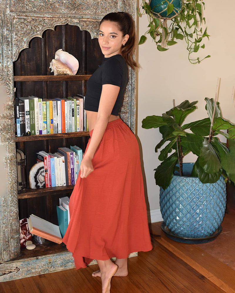 High Waisted Flowy Elastic Skirts , Lightweight Long Skirts - Zeagoo (Us Only)