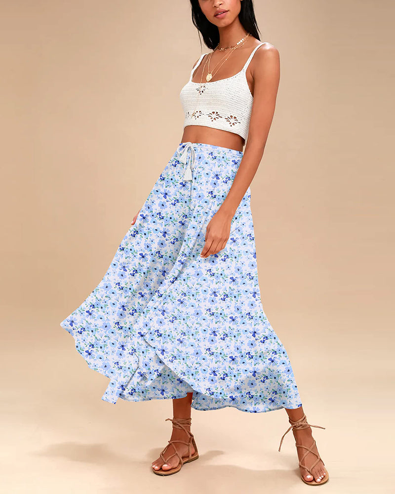 High Waisted Flowy Elastic Skirts , Lightweight Long Skirts - Zeagoo (Us Only)