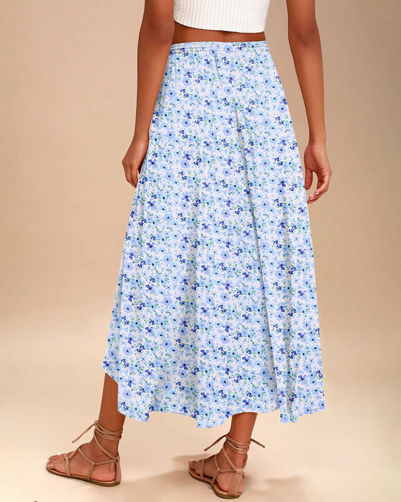 High Waisted Flowy Elastic Skirts , Lightweight Long Skirts - Zeagoo (Us Only)