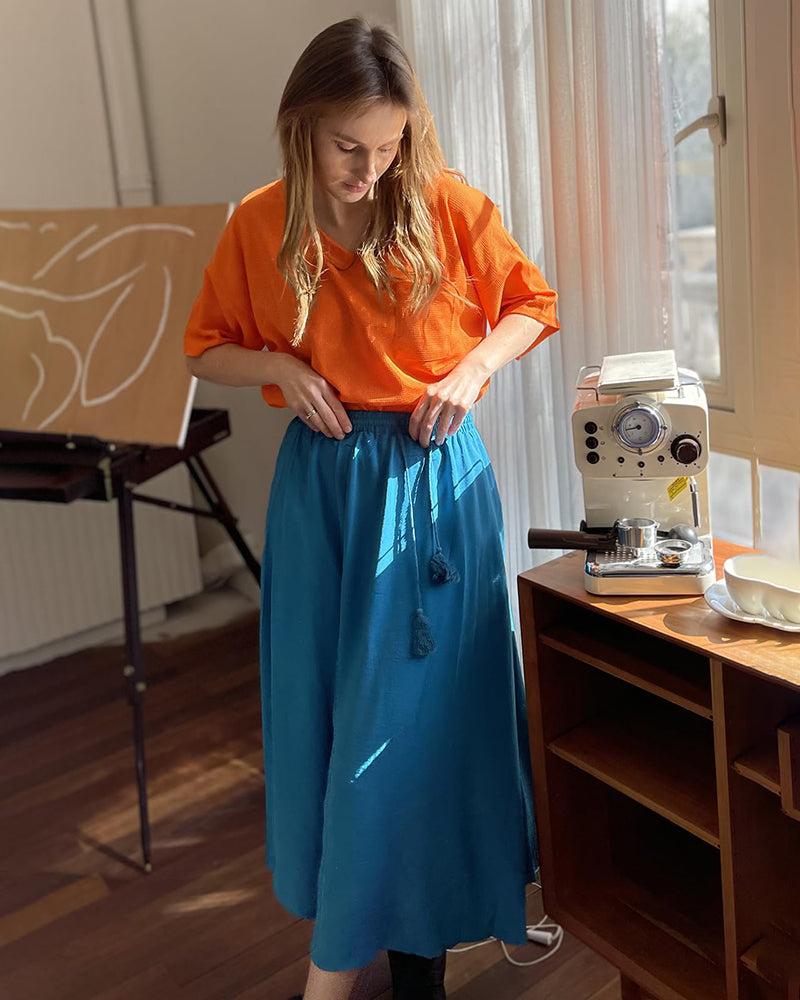 High Waisted Flowy Elastic Skirts , Lightweight Long Skirts - Zeagoo (Us Only)