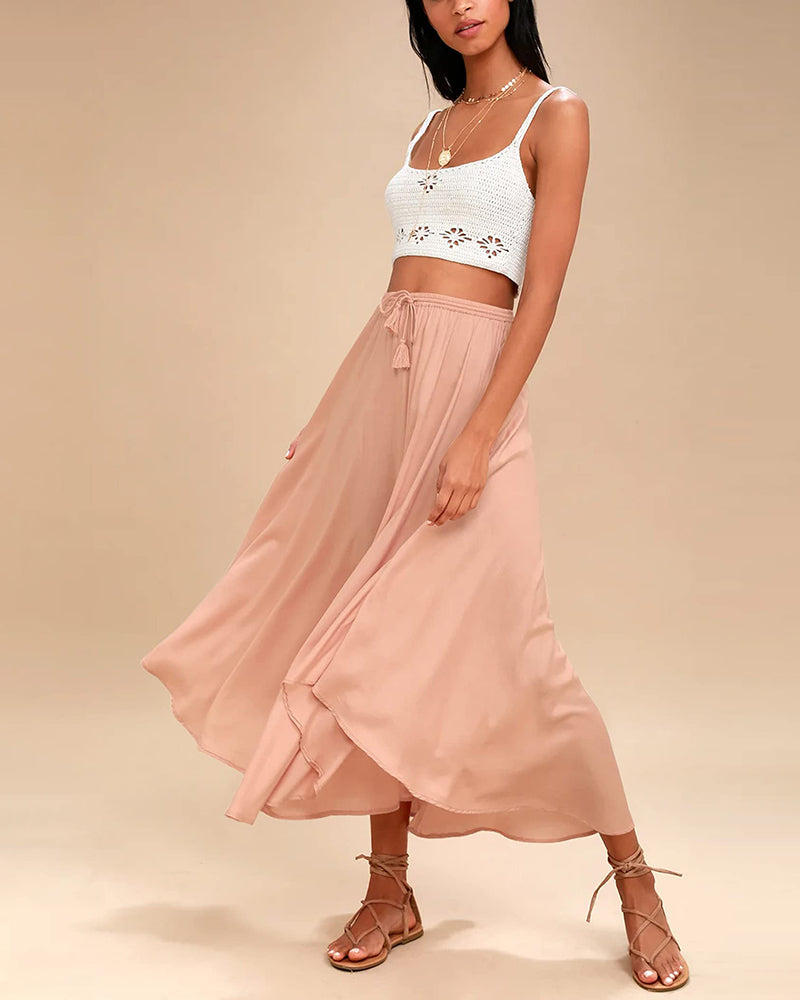 High Waisted Flowy Elastic Skirts , Lightweight Long Skirts - Zeagoo (Us Only)