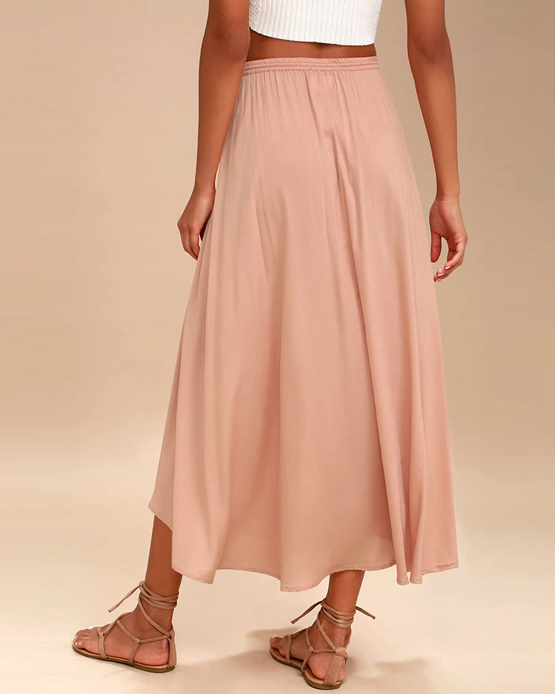 High Waisted Flowy Elastic Skirts , Lightweight Long Skirts - Zeagoo (Us Only)