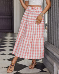 Women's Boho Elastic High Waist Ruffle A Line Swing Beach Long Maxi Skirt with Pockets - Zeagoo (Us Only)