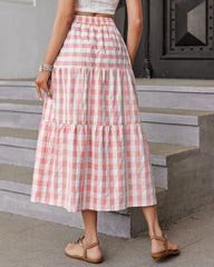 Women's Boho Elastic High Waist Ruffle A Line Swing Beach Long Maxi Skirt with Pockets - Zeagoo (Us Only)