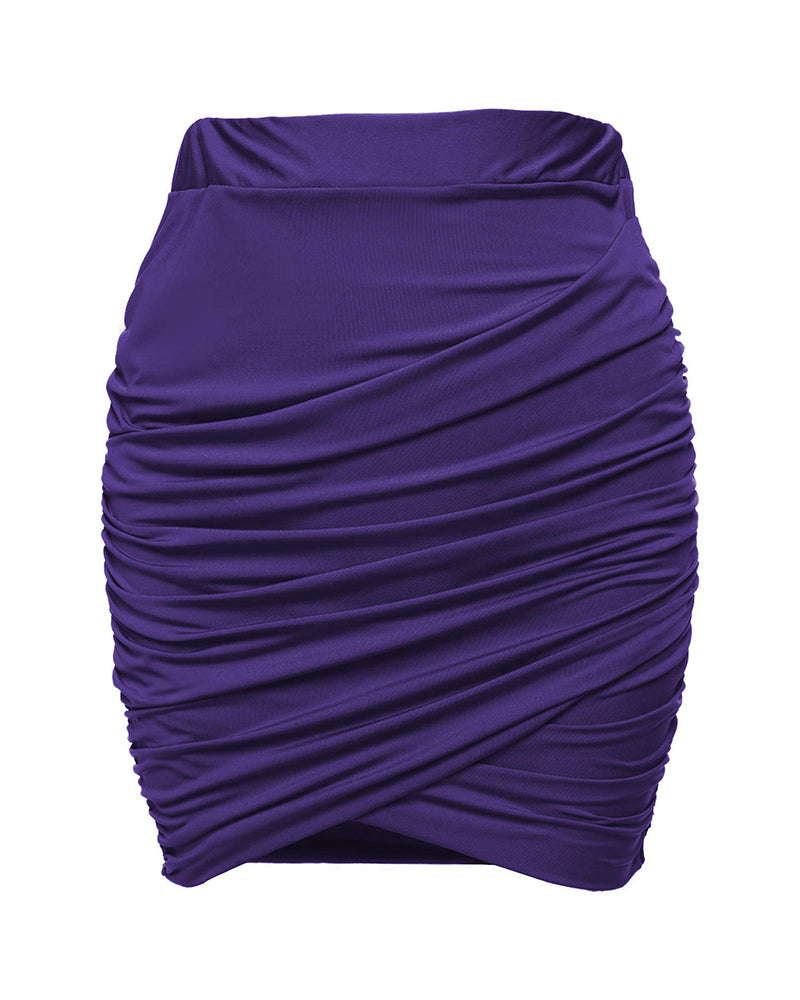 High Waist Stretch Tight Pleated Bodycon Skirt - Zeagoo (Us Only)