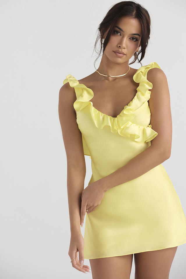 yellow silk mini dress Butacup Frill Mini Dress Yellow