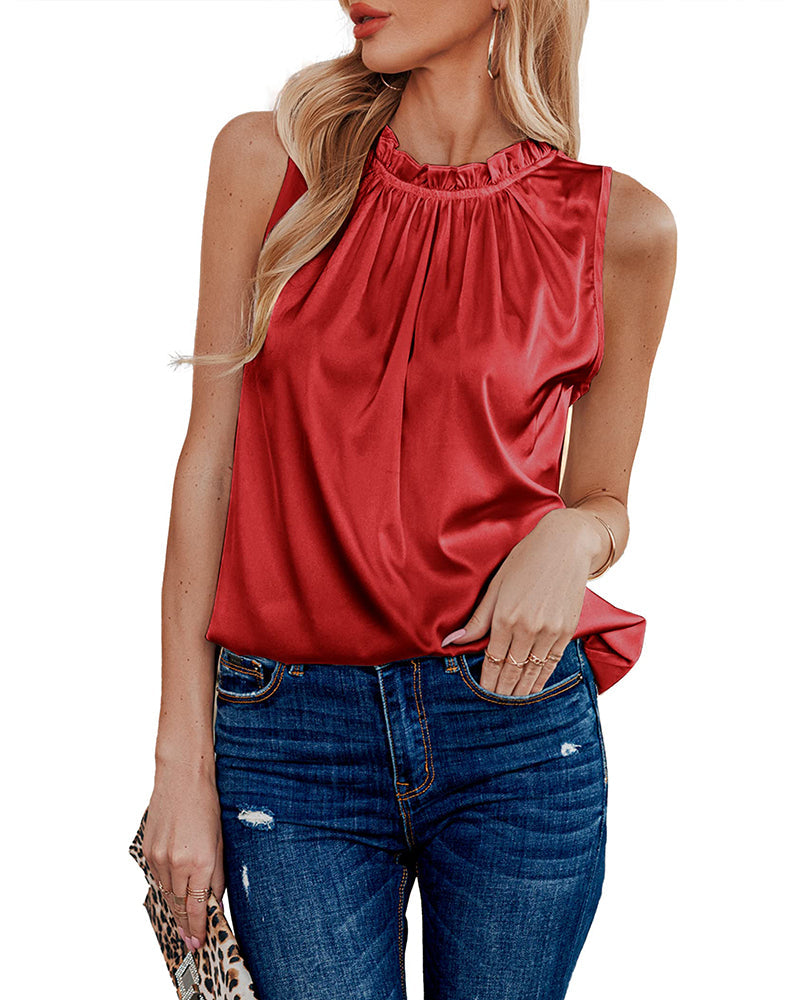 Womens Tank Tops Dressy Casual Mock Neck Sleeveless Blouses Fashion Shirts for Work - Zeagoo (Us Only)