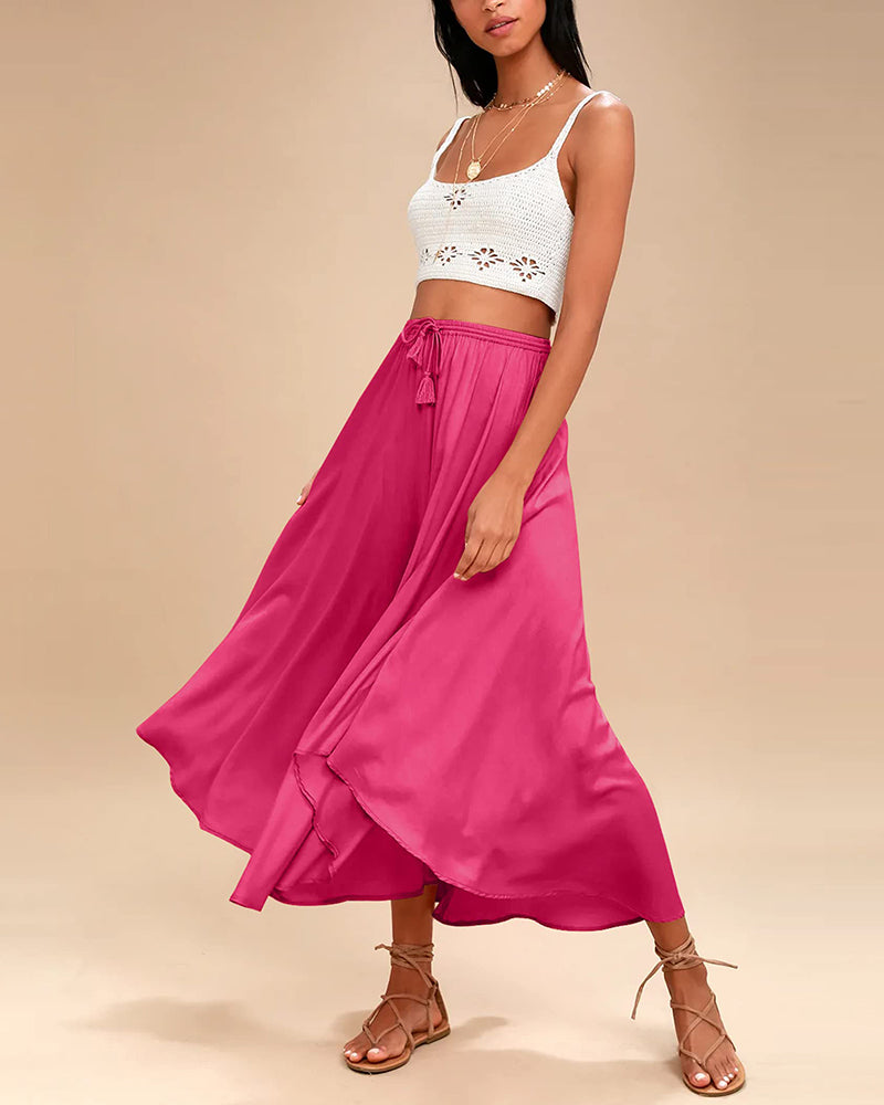 High Waisted Flowy Elastic Skirts , Lightweight Long Skirts - Zeagoo (Us Only)